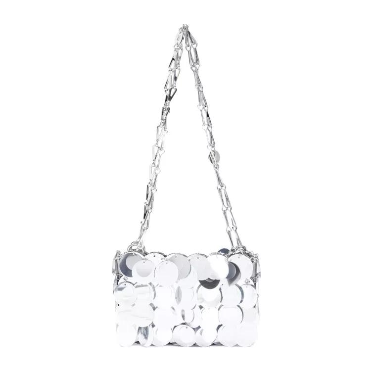 Paco Rabanne Shopper - Sparkle Nano Silver Polyester Pochette - für Damen