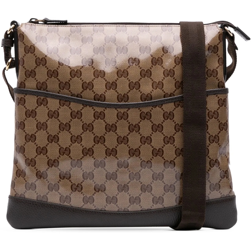 Gucci Schultertasche GG Crystal Flat Messenger Bag braun