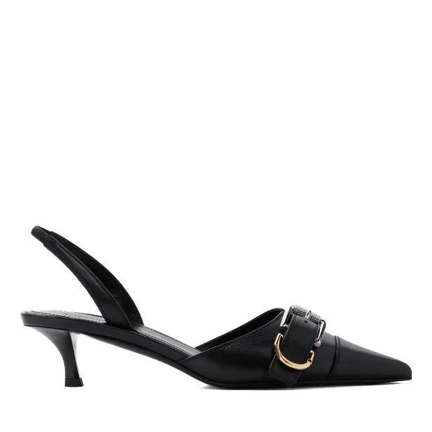 Givenchy Sandalen & Sandaletten - Voyou 45Mm Slingback Black Bull Leather Sandals - Gr. 36 (EU) - in Beige - für Damen