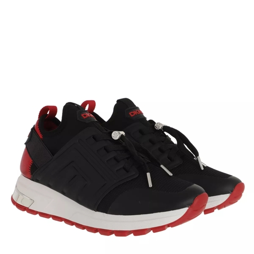 DKNY Misti Lace Up Sneaker Black Red Low-Top Sneaker