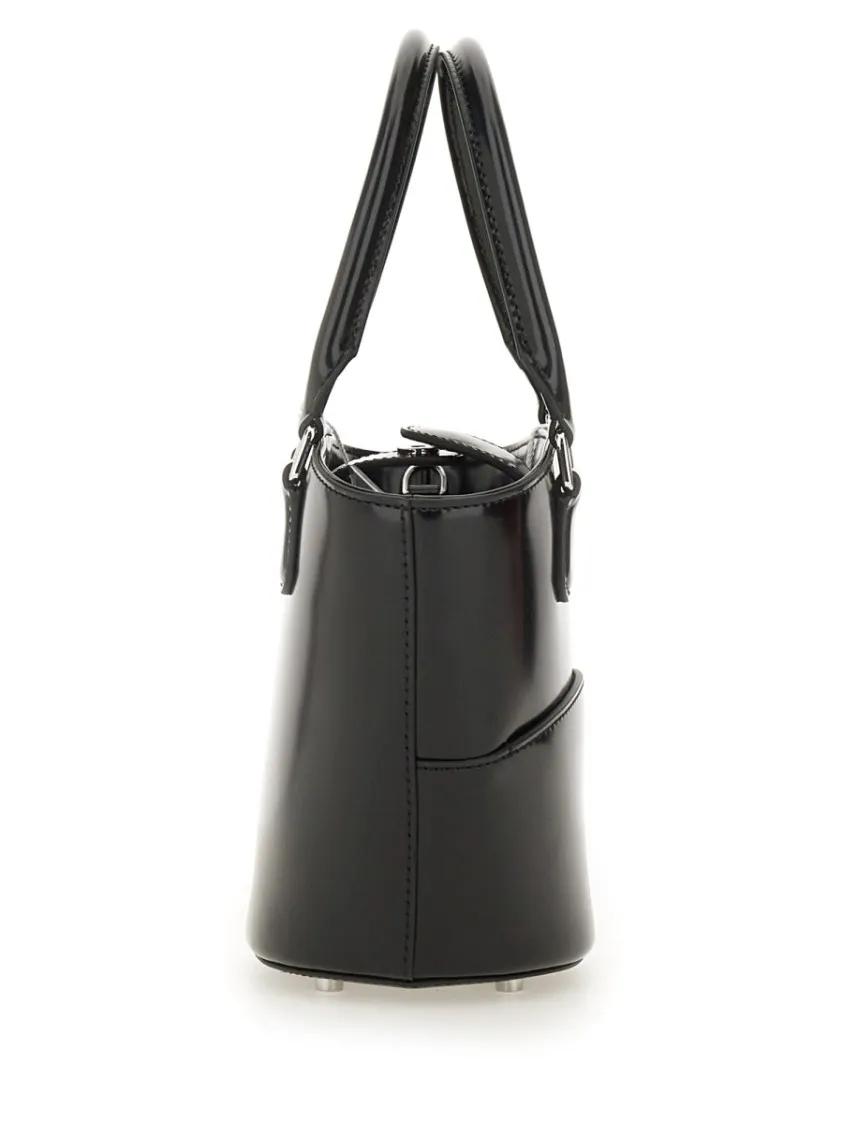 self-portrait Shoppers & Totes Structured Black Leather Tote With Detachable Char in zwart
