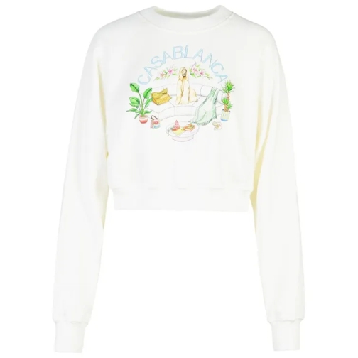 Casablanca  Crop' White Cotton Sweatshirt White