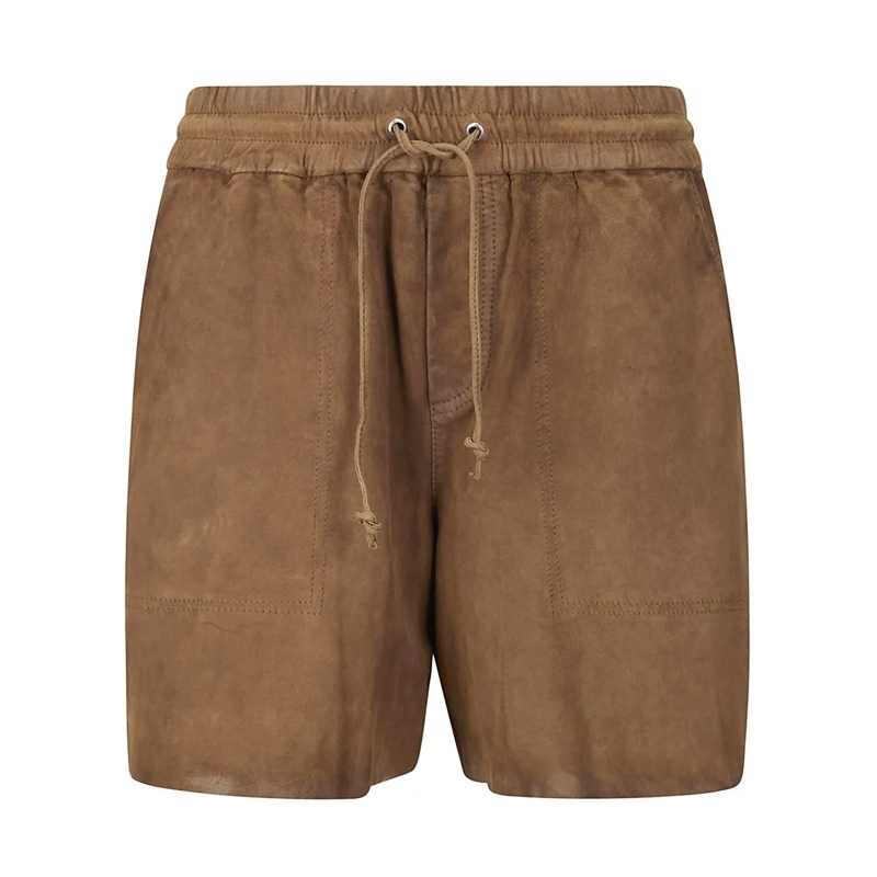 P.A.R.O.S.H. Casual Shorts Brown Suede Leather Shorts Brown