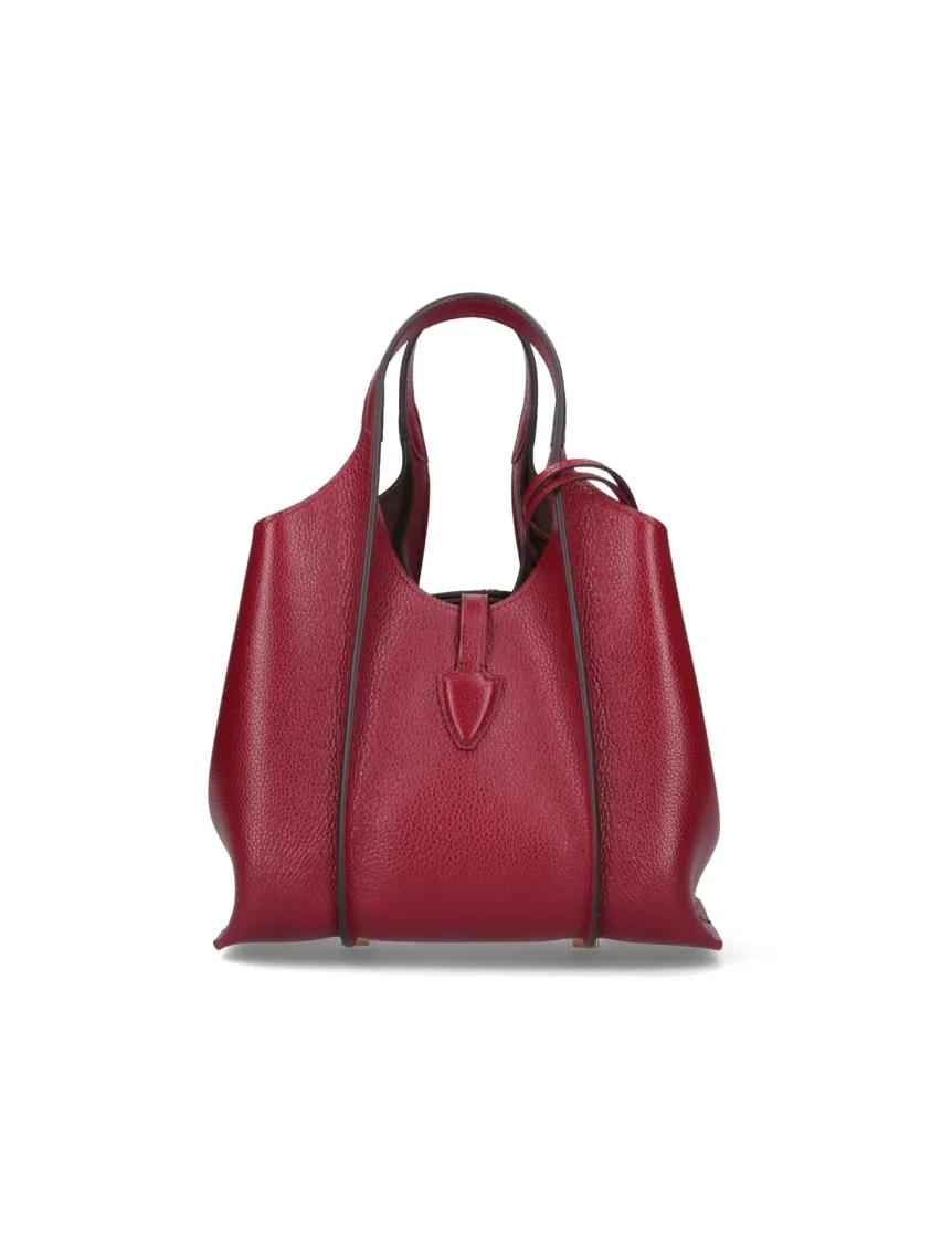 TOD'S Hobo bags Small Bordeaux Textured Calfskin Shoulder Bag in rood