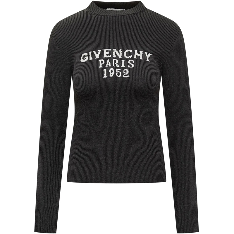 Givenchy  Maglia Nera con Logo Ricamato schwarz