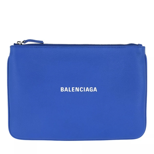 Balenciaga Logo Pouch M Leather Bleu Prim/Blanc Make-Up Tas