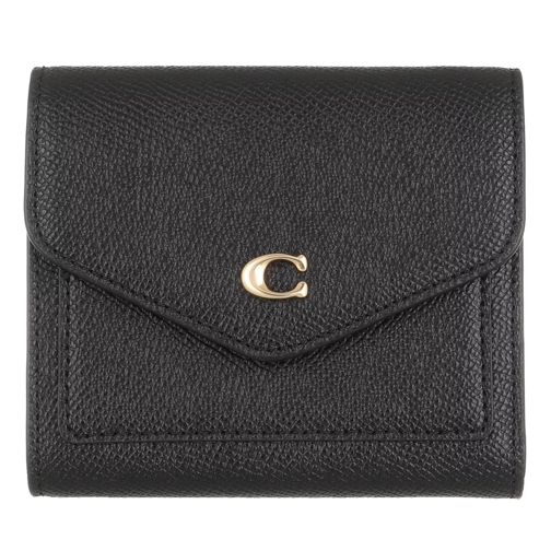 Coach Crossgrain Leather Wyn Small Wallet Black Tri-Fold Portemonnaie