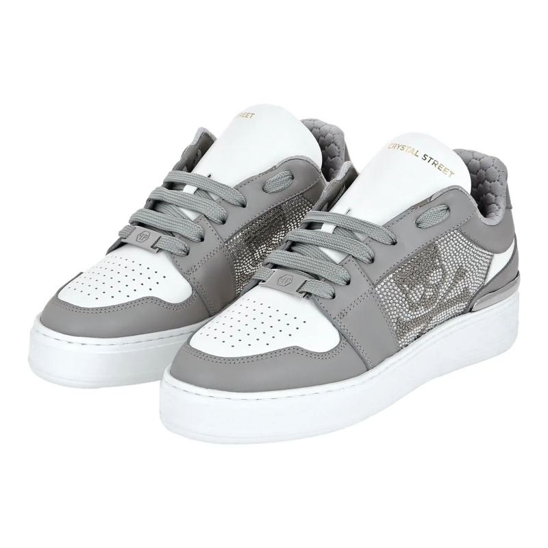 Philipp Plein Low-Top-Sneaker Sneaker Skull&Bones Mit Schmucksteinen weiss