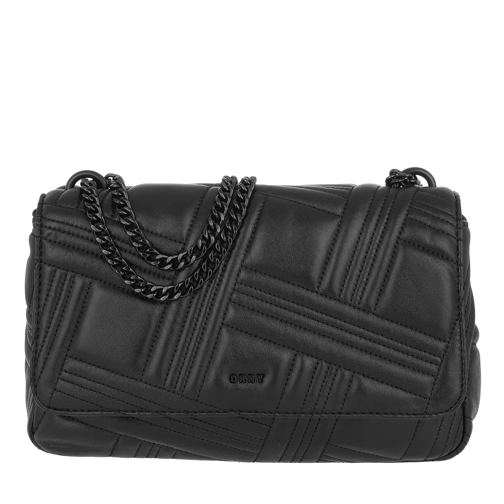 DKNY Allen LG Flap Shoulder Bag Black/Gold Crossbody Bag