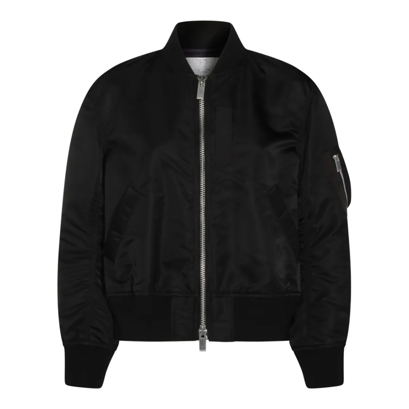 Sacai Bomberjacke Oversized Black Jacket With Zip Fastening Black