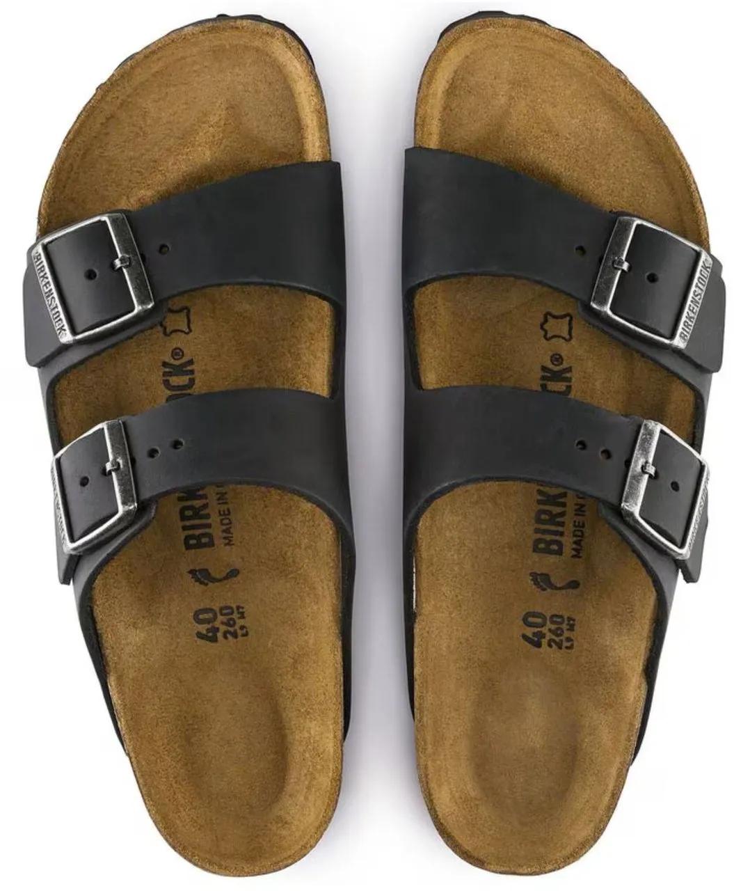 Thumbnail - Birkenstock Low-Top Sneaker - Sandale Arizona Oiled Leather - Gr. 45 (EU) - in Schwarz - für Damen