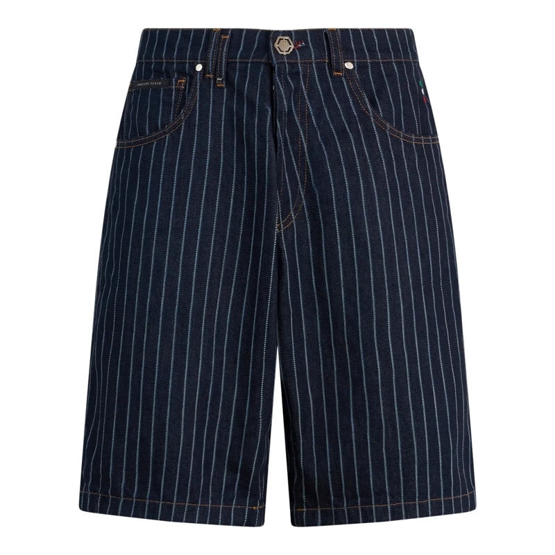 Philipp Plein Shorts Denim Shorts Pinstripe blau