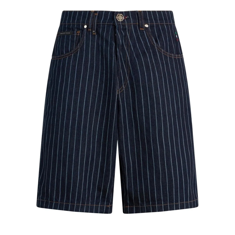 Philipp Plein Shorts Denim Shorts Pinstripe blau