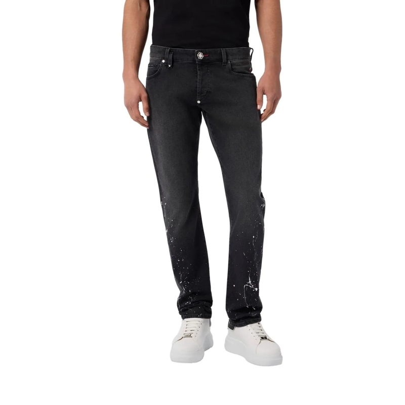 Philipp Plein Jeans mit geradem Bein Super Straight Cut Jeans Paint schwarz(Image 3)