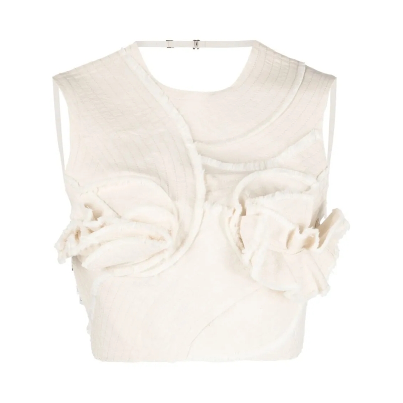 Jacquemus Elegantes Top Cropped Halterneck Top Neutrals