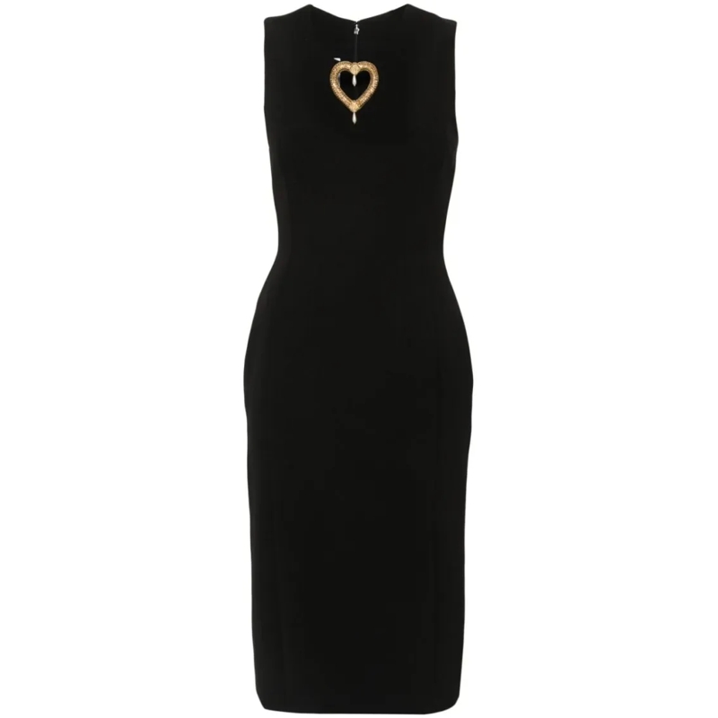 Moschino Midi-jurk Elegant Black Crepe Midi Dress Black