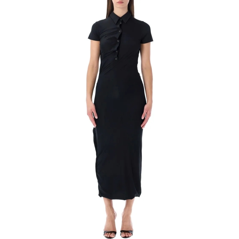 Ottolinger Robe midi Black Twisted Polo Midi Dress Black