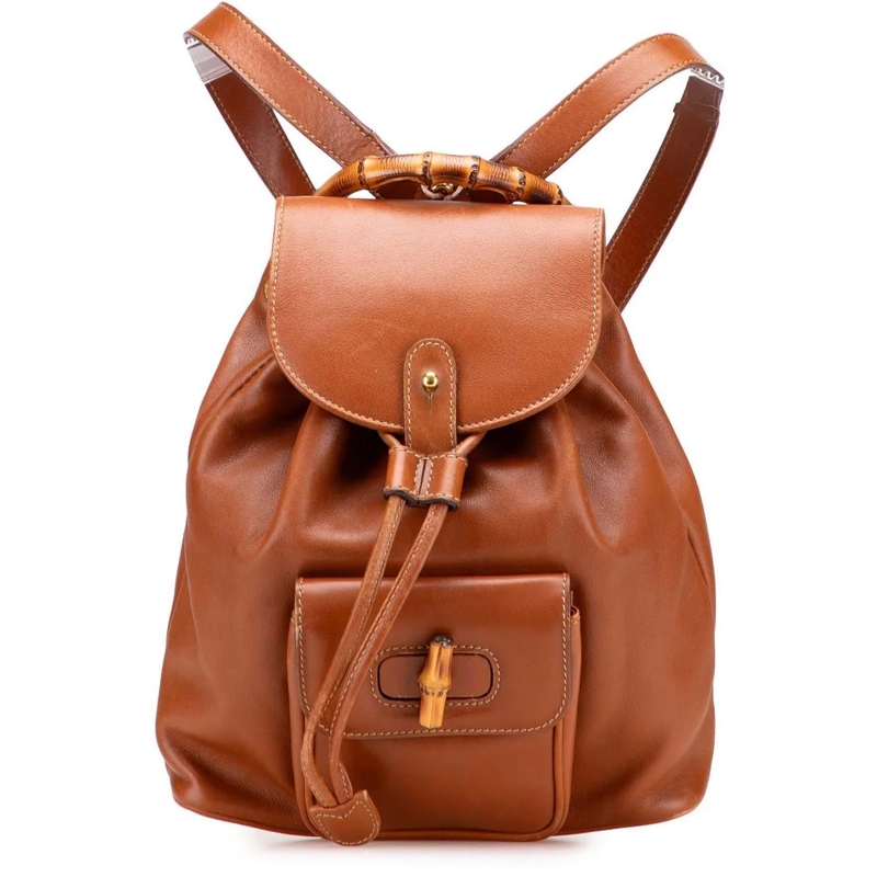 Gucci Sac à dos Leather Bamboo Backpack braun
