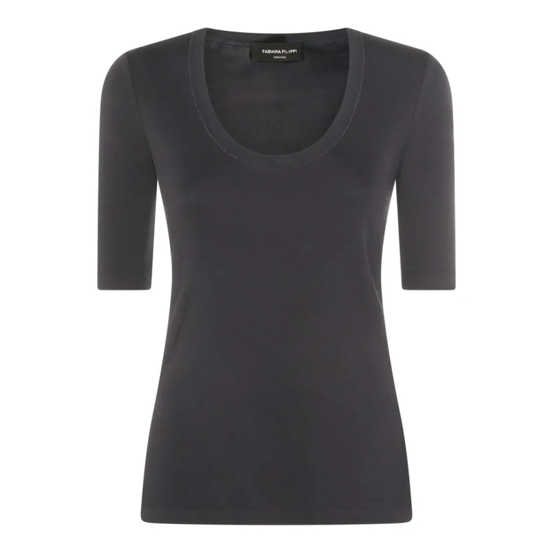 Fabiana Filippi T-shirt Navy Cotton Top Blue