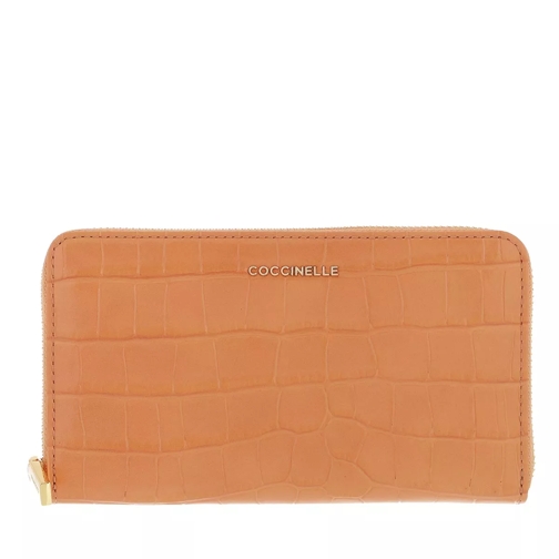 Coccinelle Metallic Croco Shiny Soft Wallet  Almond Portefeuille continental