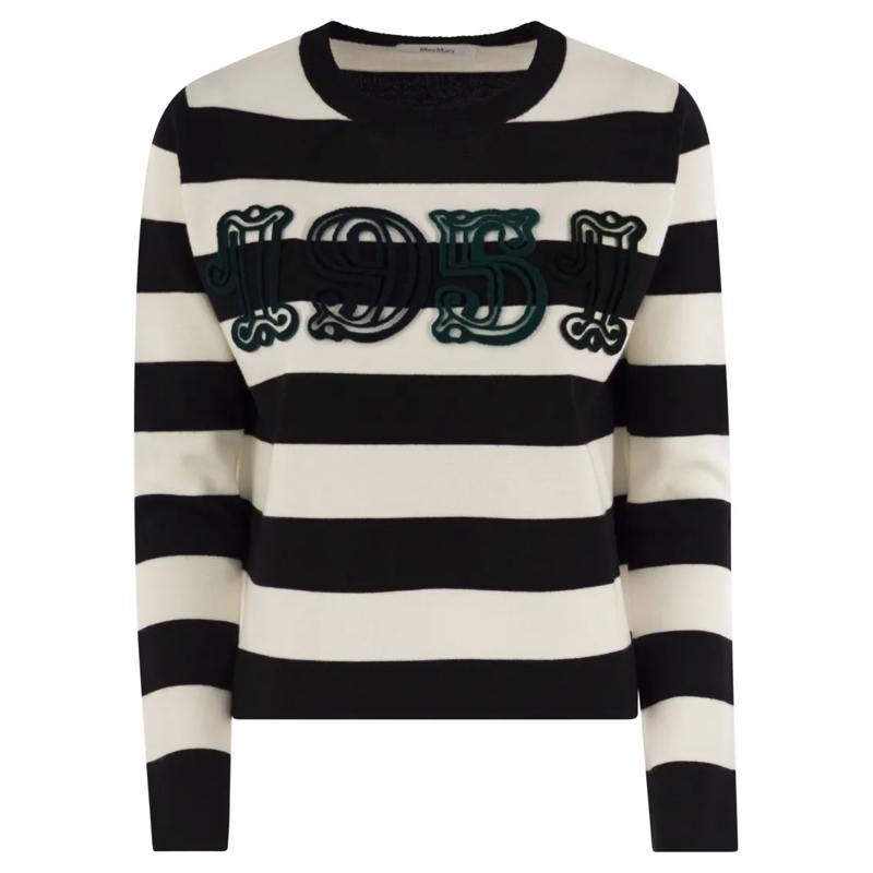 Max Mara Pullover Viterbo - Wool Sweater With Embroidery Multicolor