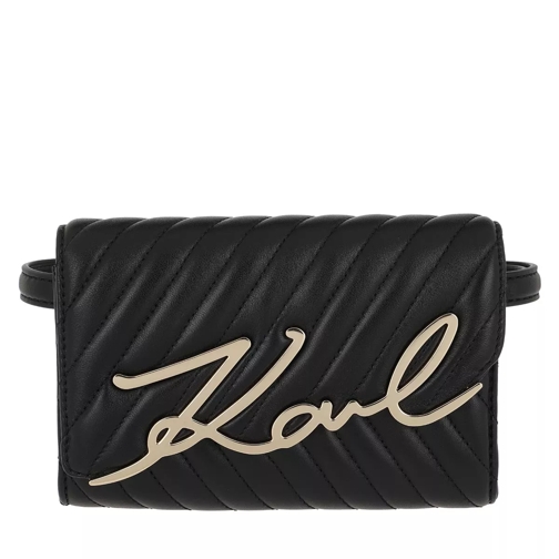 Karl Lagerfeld Signature Stitch Belt Bag Black Gold Läderskärp