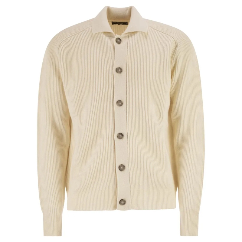 Peserico Vest English Ribbed Wool Cardigan Neutrals