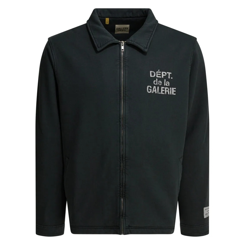 Gallery Dept.  Cotton Jacket With Front Zipper And Chest Print Black
