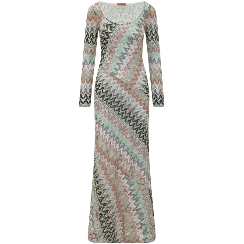 Missoni Maxikleid Abito Lungo in Maglia Fantasia Chevron mehrfarbig