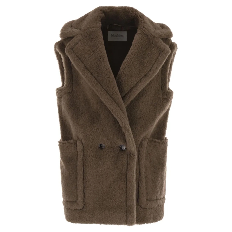 Max Mara Winterjas Bormida1234 - Alpaca And Wool Teddy Waistcoat Brown