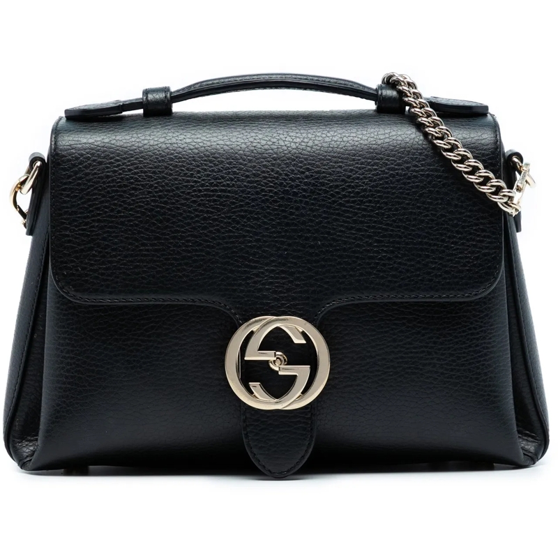 Gucci Sac à bandoulière Small Dollar Calf Interlocking G Satchel schwarz