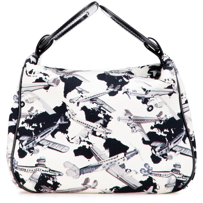 Chanel Fourre-tout Printed Canvas Coco Airline Handbag weiß