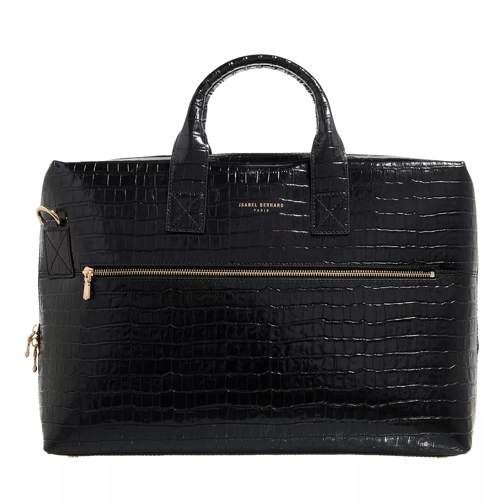 Isabel Bernard Honoré Anique croco black calfskin leather handbag black Sac d'affaires