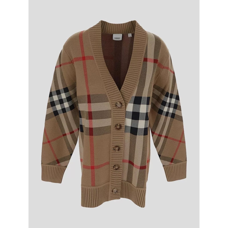 Burberry  Cashmere Cardigan With Archive Check Neutrals