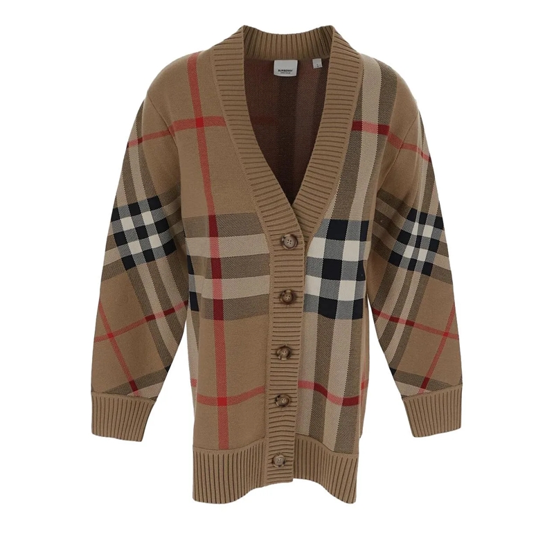 Burberry Kaschmirstrickjacke Cashmere Cardigan With Archive Check Neutrals