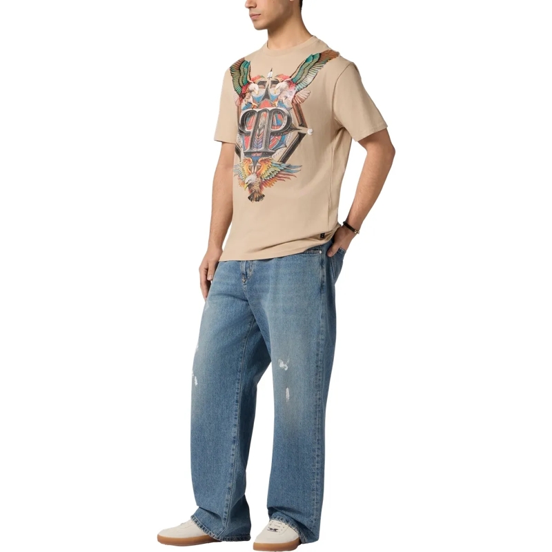 Philipp Plein T-Shirt Round Neck T-Shirt Eagle Tattoo beige(Image 3)