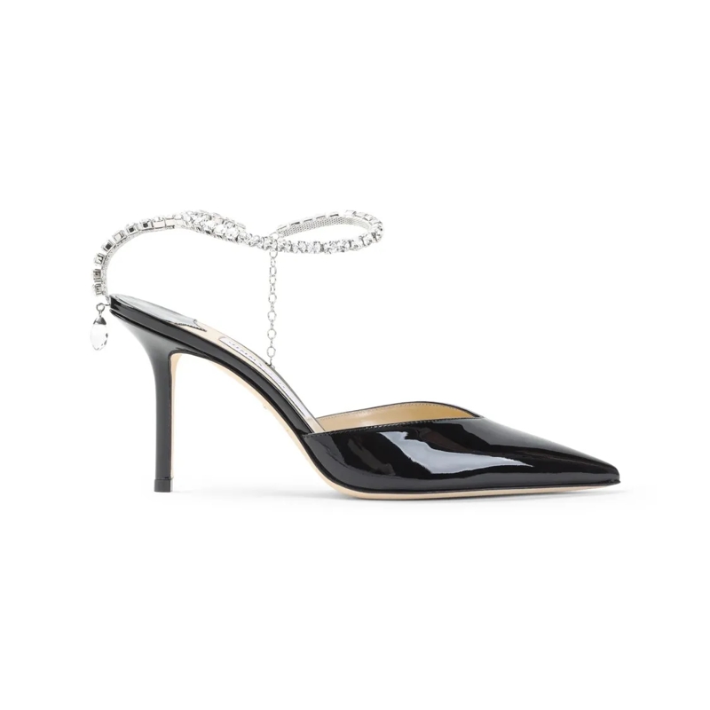 Jimmy Choo Pumps Crystal-Embellished Ankle Strap Patent Leather Pum Red