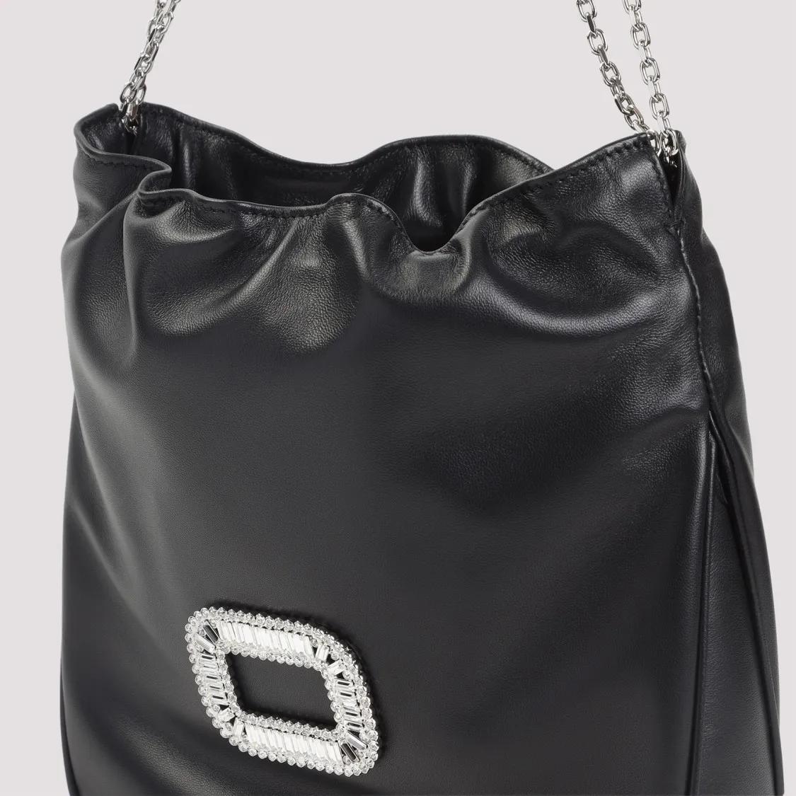 Thumbnail - Roger Vivier Clutches - Gathered Design Clutch With Decorative Buckle - Gr. unisize - in Schwarz - für Damen