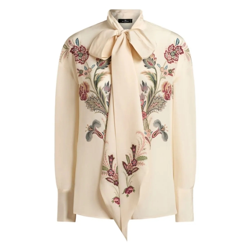 Etro Blouse Ivory Crepe De Chine Silk Blouse Neutrals
