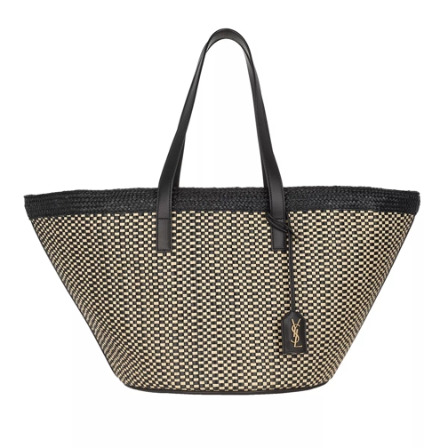 Saint Laurent Panier Straw Woven Basket Shopping Bag Black/Beige Basket Bag
