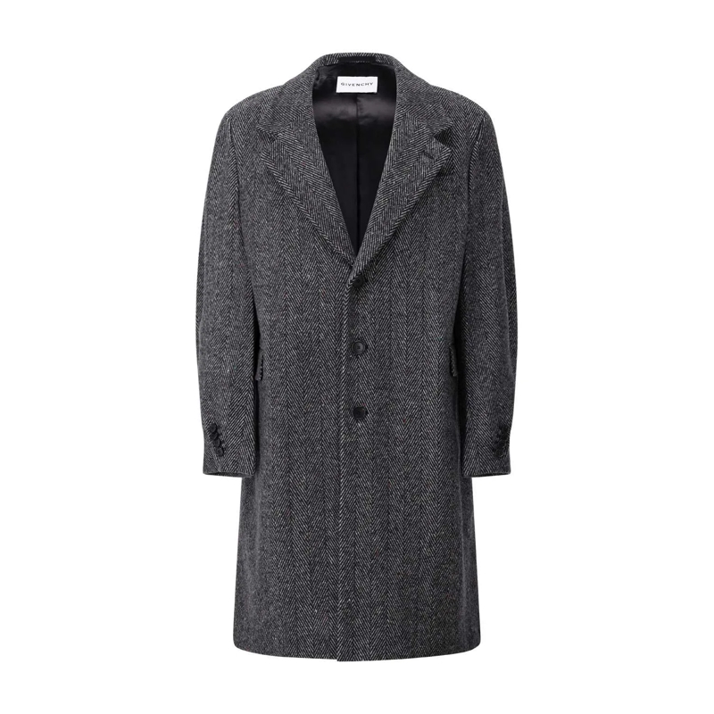 Givenchy Parka Oversize-Fit Mantel mit Fischgrätenmuster Schwarz