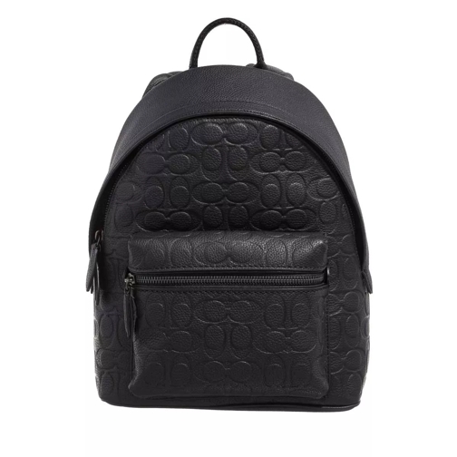 Coach Charter Backpack 24 In Signature Pebble Leather Black Zaino
