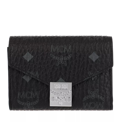 MCM Patricia Visetos Flap Wallet Small Black Portafoglio con patta
