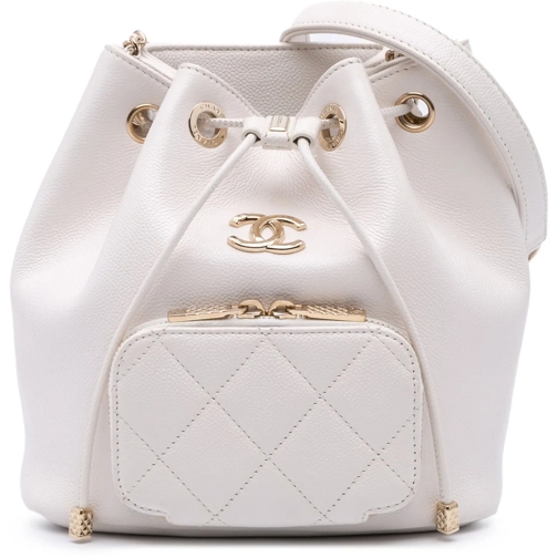 Chanel Fourre-tout 2020 Small Caviar Business Affinity Bucket Bag weiß