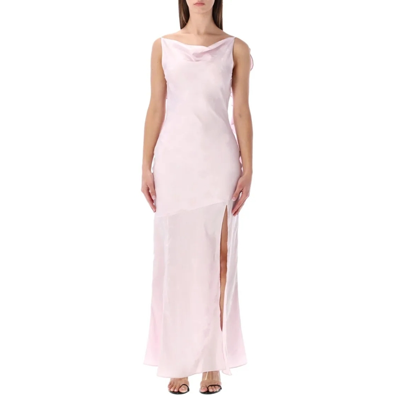Rotate  Floral Jacquard Waterfall Maxi Dress Pink