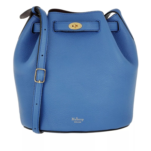 Mulberry Abbey Small Classic Grain Leather Bucket Bag Porcelain Blue/Oxblood Borsa a secchiello