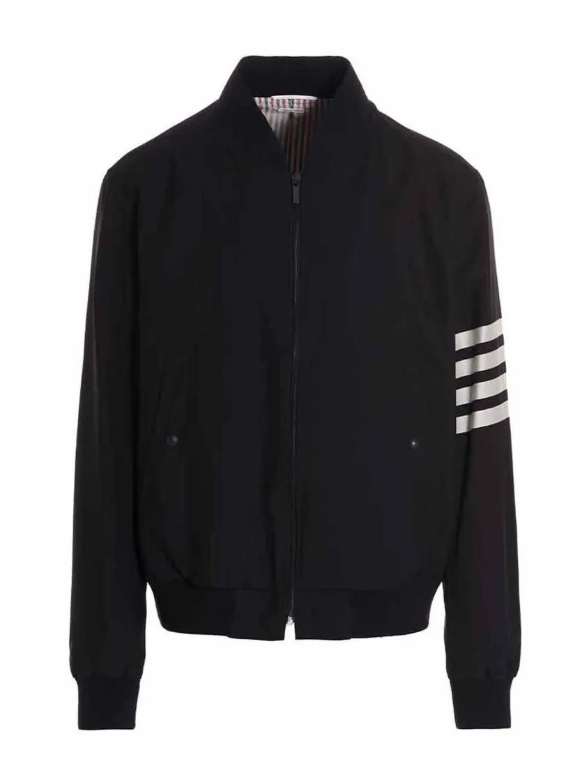 Thumbnail - Thom Browne - 4 Bar' Bomber - Größe 1 - blau