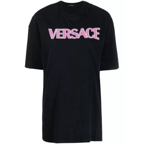 Versace Logo-Print Cotton T-Shirt Black 