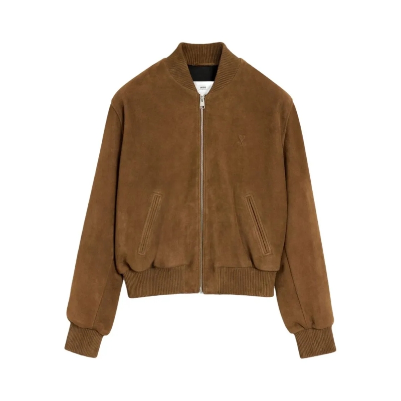 AMI Paris  Suede-Like Brown Casual Jacket Brown