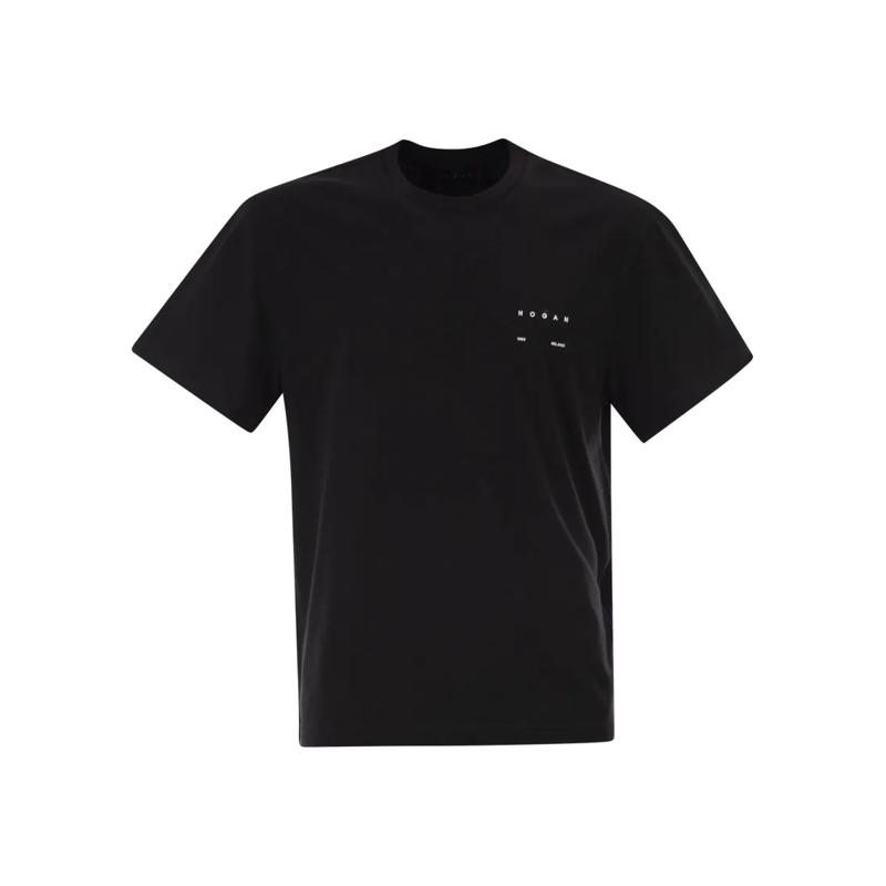 Hogan T-Shirt Crew Neck Cotton Jersey T-Shirt With Contrasting L Black